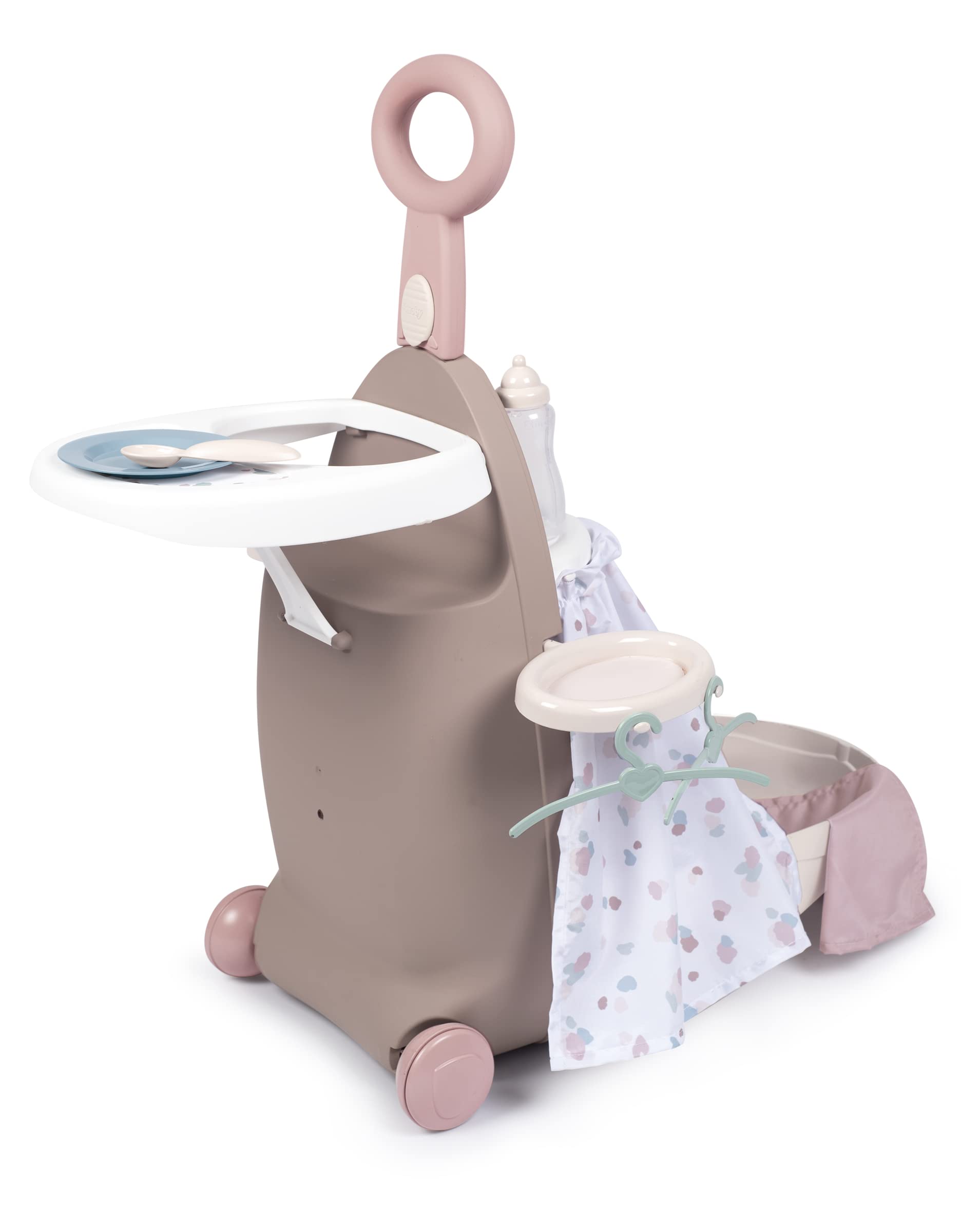 Smoby Toys - Baby Nurse Doll Trolley for Children - Rollable Doll Case with Fold-Out Sleeping and Dining Area for Dolls up to 42 cm - from 18 Months