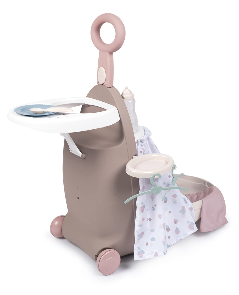 Smoby Toys - Baby Nurse Doll Trolley for Children - Rollable Doll Case with Fold-Out Sleeping and Dining Area for Dolls up to 42 cm - from 18 Months