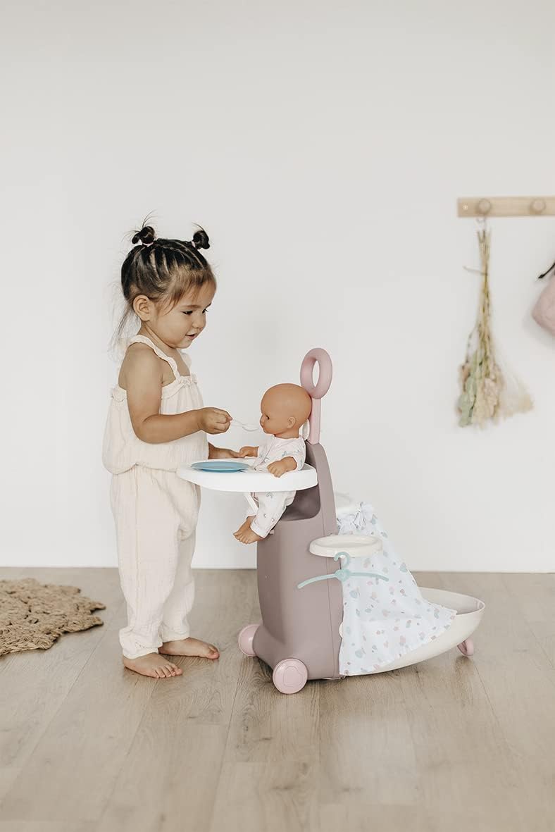 Smoby Toys - Baby Nurse Doll Trolley for Children - Rollable Doll Case with Fold-Out Sleeping and Dining Area for Dolls up to 42 cm - from 18 Months