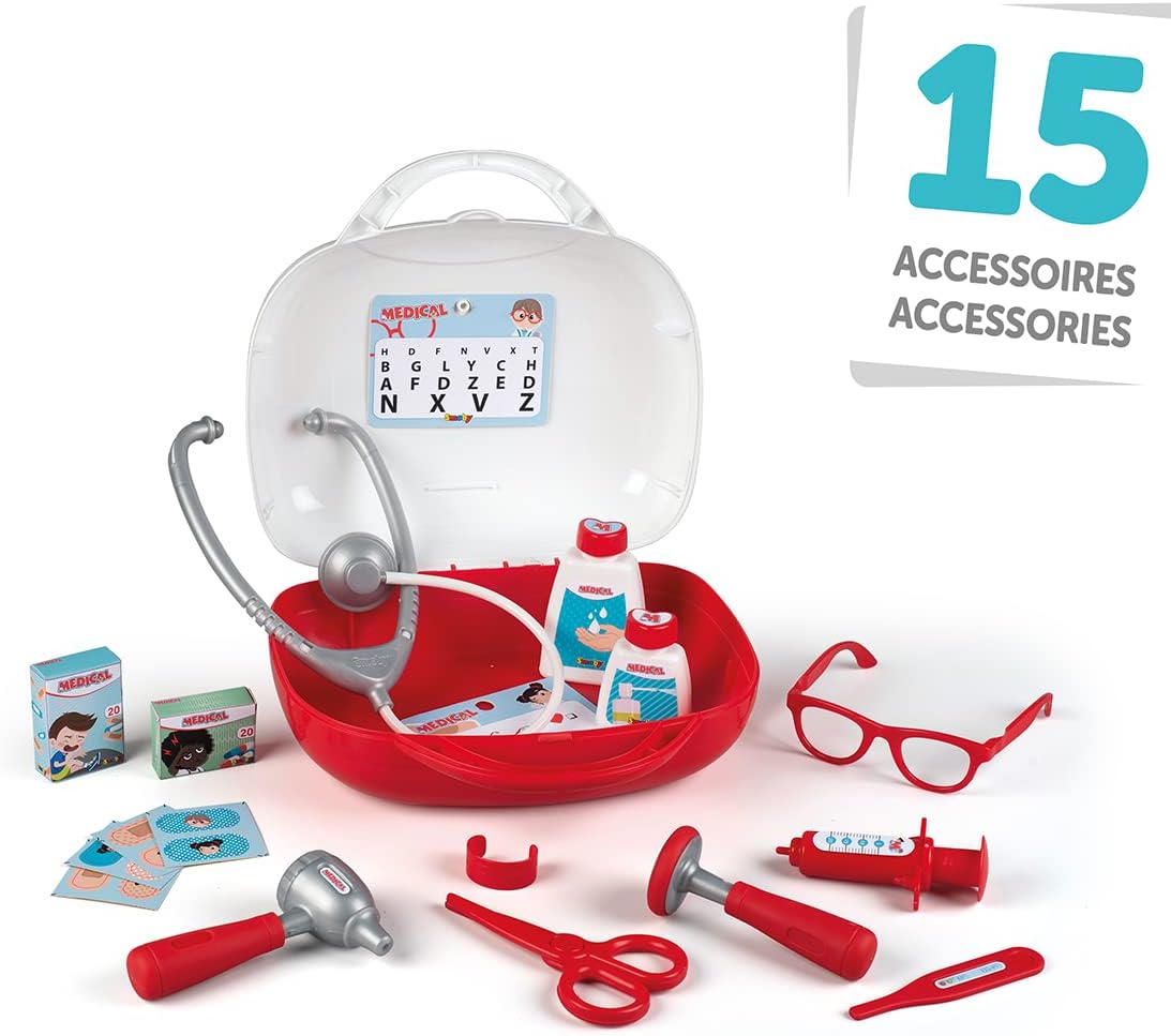 Smoby Toys - Valigetta medica per bambini (piccola), con accessori (15 pezzi