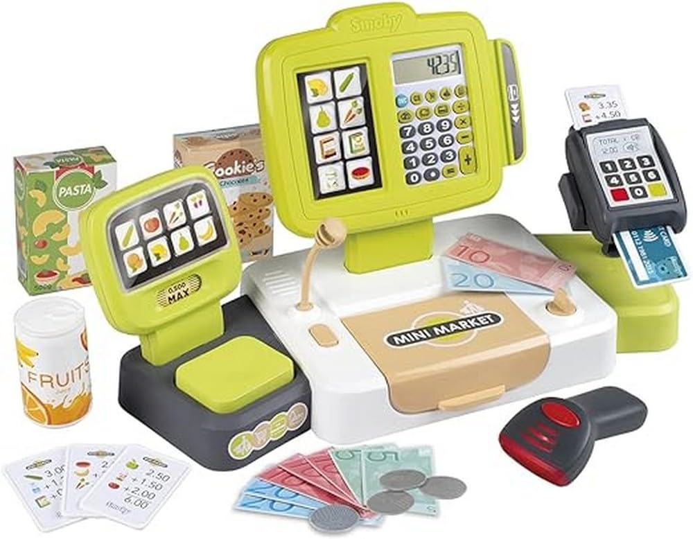 SMOBY 7600350114 Toy Cash Register for Kids Shop Til, Multi, One Size New Model