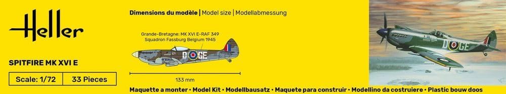 Heller 80282 1:72 Scale Spitfire MK XVie Model