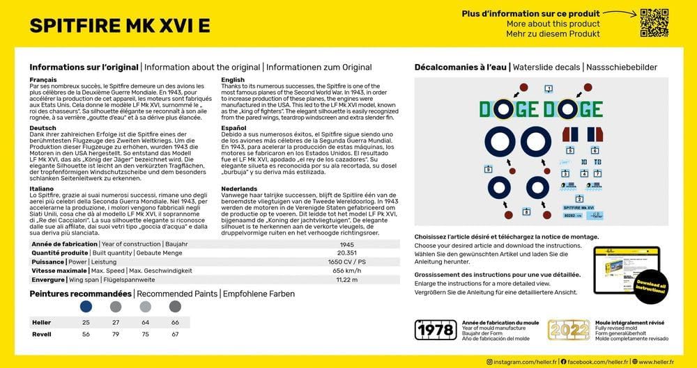 Heller 80282 1:72 Scale Spitfire MK XVie Model