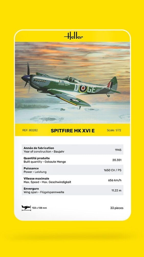 Heller 80282 1:72 Scale Spitfire MK XVie Model