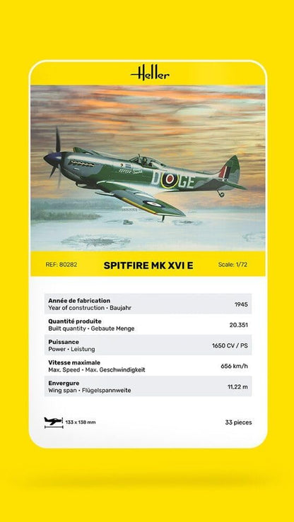 Heller 80282 1:72 Scale Spitfire MK XVie Model