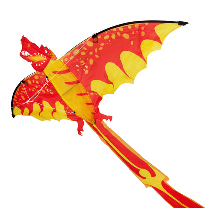 Eolo Kites Ready 2 Fly Kids’ 3D Pop-Up Kite, Red Dragon, Wingspan, Patented System, Assembles in Seconds, High Quality & Performance, Ripstop Construction, Sturdy Fiberglass Frame