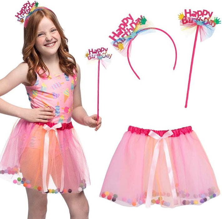 Boland - Verkleedset Fee Roze Happy Birthday