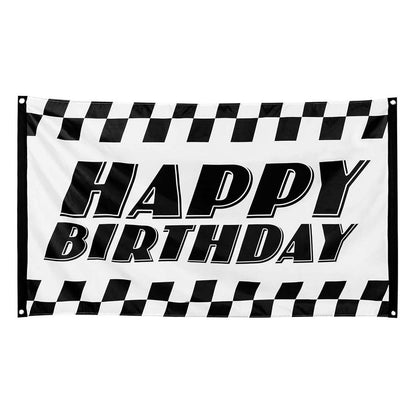 Boland Chequered Happy Birthday Polyester Flag for Childrens Birthday Parties Chequered Flag Racing Car Go Kart Children's Birthday Party Flag 90 x 150cm