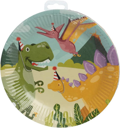 Boland 50066 - Dino Party Plates Pack of 10 Size 23 cm Eco-Friendly Party Tableware 100% Paper Birthday Theme Party