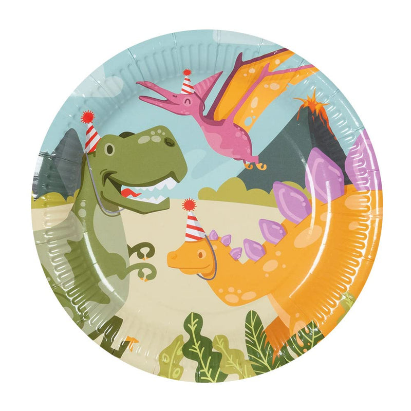 Boland 50066 - Dino Party Plates Pack of 10 Size 23 cm Eco-Friendly Party Tableware 100% Paper Birthday Theme Party
