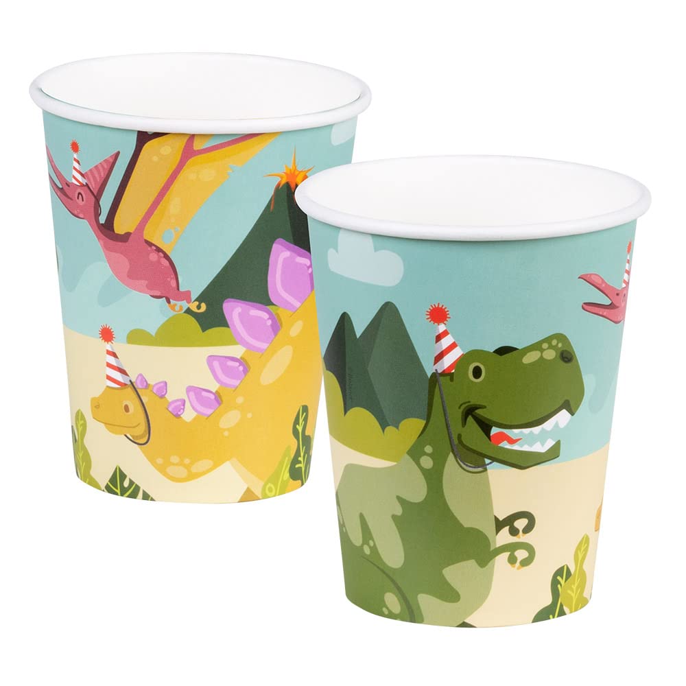 Boland 50067 - Dino Party Cups 10 Pieces 210ml Eco-Friendly Party Tableware 100% Paper Birthday
