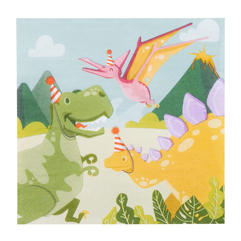 Boland 50068 - Party Napkins Dino Party 20 Pieces 33 x 33 cm Mouth Cloth Table Decoration 100% Paper Birthday Theme Party