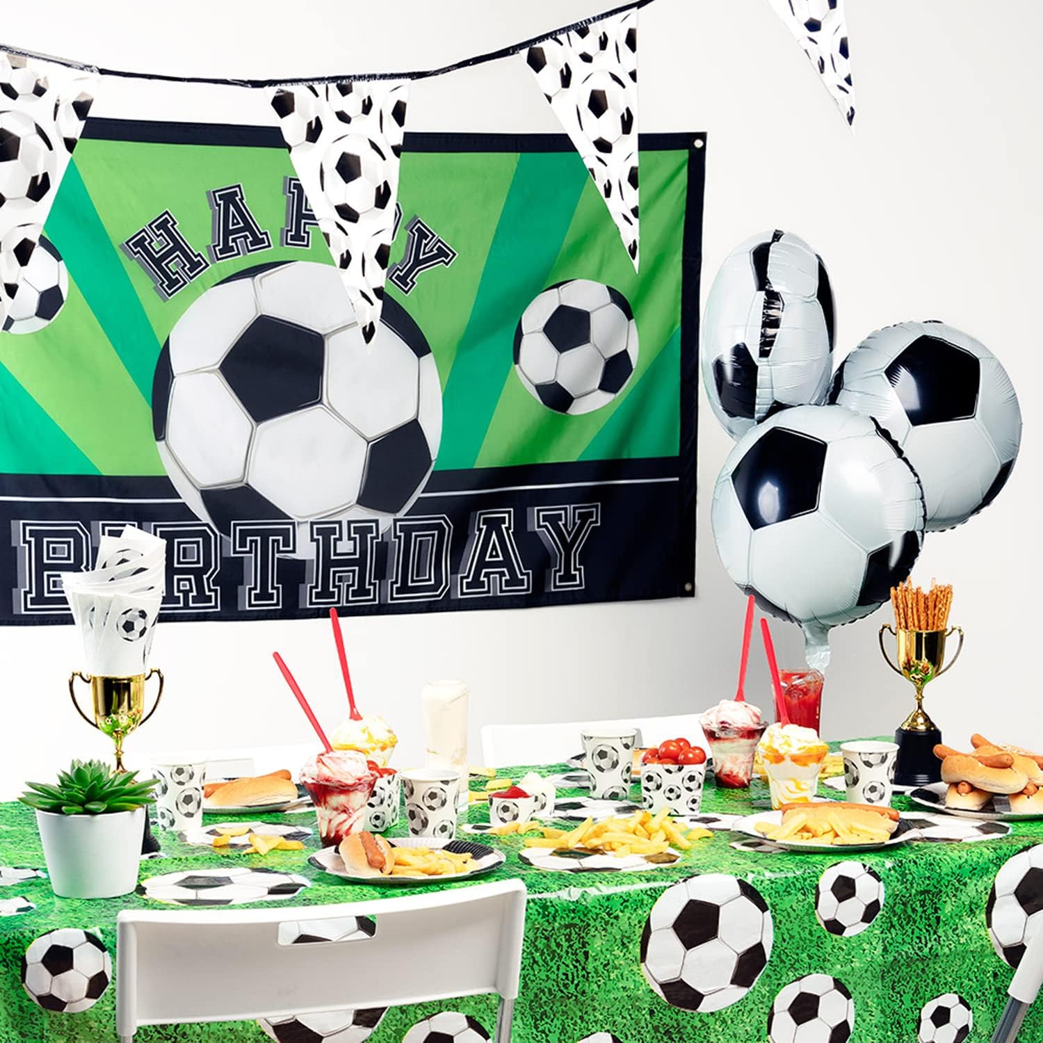Boland 62521 - Football Party Cups - Pack of 10 - 210ml - Eco-Friendly Party Tableware - 100% Paper - Birthday