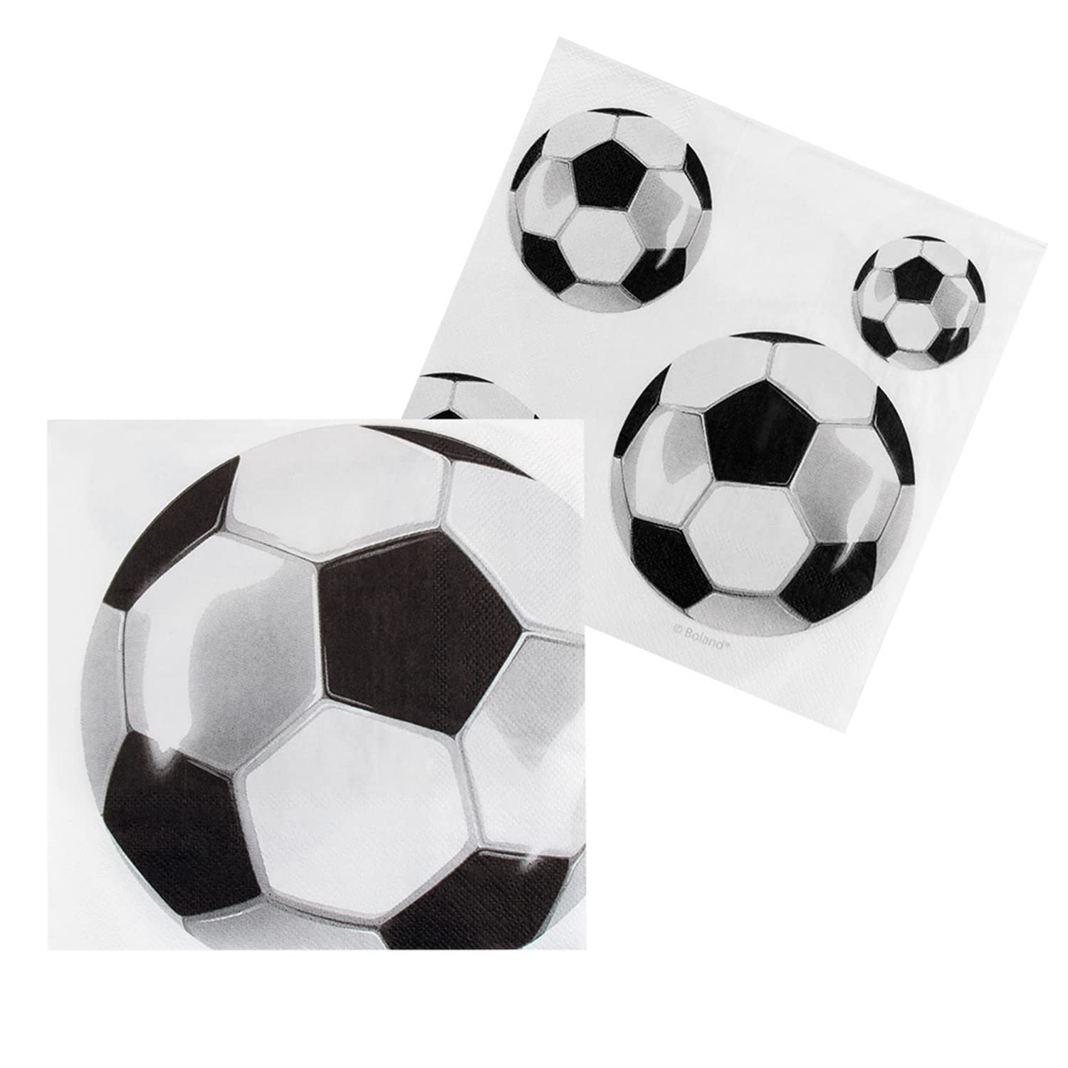 Boland 62522 - Football Party Napkins Pack of 20 33 x 33 cm Mouth Cloth Table Decoration 100% Paper Birthday Theme Party