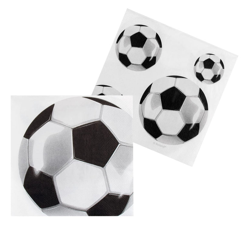 Boland 62522 - Football Party Napkins Pack of 20 33 x 33 cm Mouth Cloth Table Decoration 100% Paper Birthday Theme Party