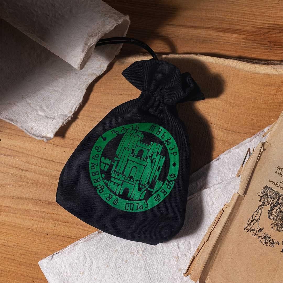 Witcher Dice Pouch Vesemir Head of Kaer,Black/Green