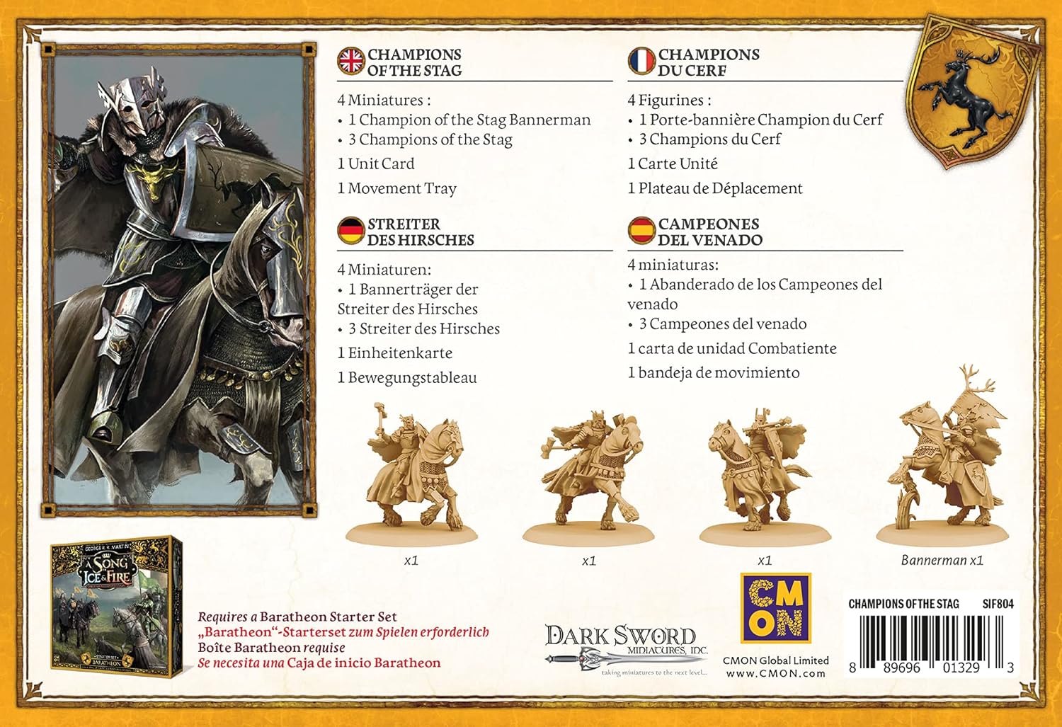 CMON, A Song of Ice & Fire – Streiter des Hirsches, Erweiterung, Tabletop, 2 Spieler, Ab 14+ Jahren, 45+ Minuten, Deutsch, Mehrsprachig, Mehrfarbig, Bunt, 6. Baratheon Erweiterung