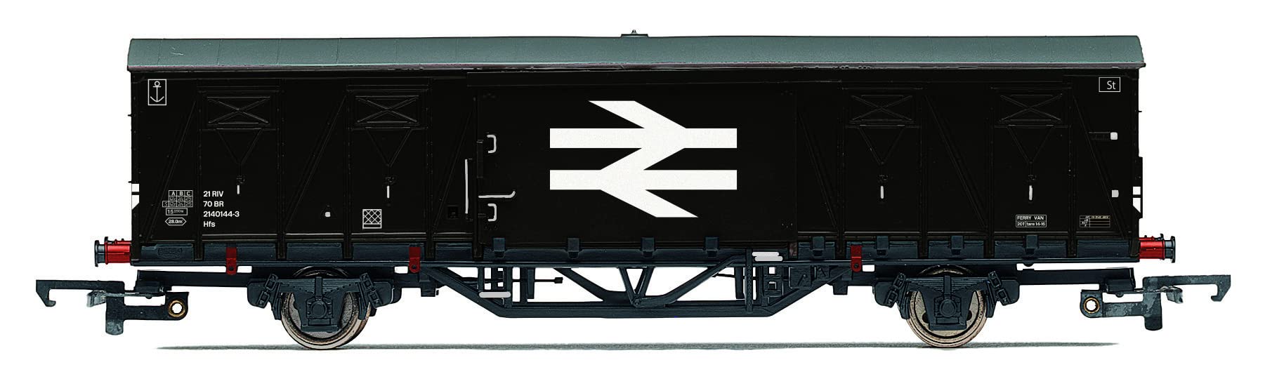 Rivarossi FS, 2-units pack refrigerated wagons Ifms 2-axles without brakeman's cab, metallic doors, white, red stripe, UK loading gauge, ep. IV