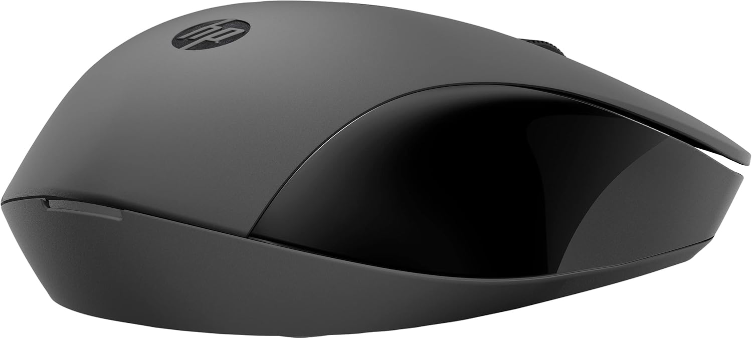 HP 150 Mouse Cablato Wired, Collegamento USB-A, Sensore Ottico da 1600 DPI, 3 Pulsanti e Rotella di Scorrimento a Doppia Funzione, Impugnatura Egonomica e Funzionale, Ambidestro, Nero