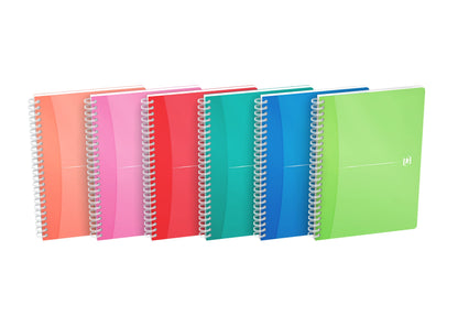 Oxford My Colours Set of 5 Spiral Bound Polypropylene Notebooks A5 Petits Carreaux Assorted Colours