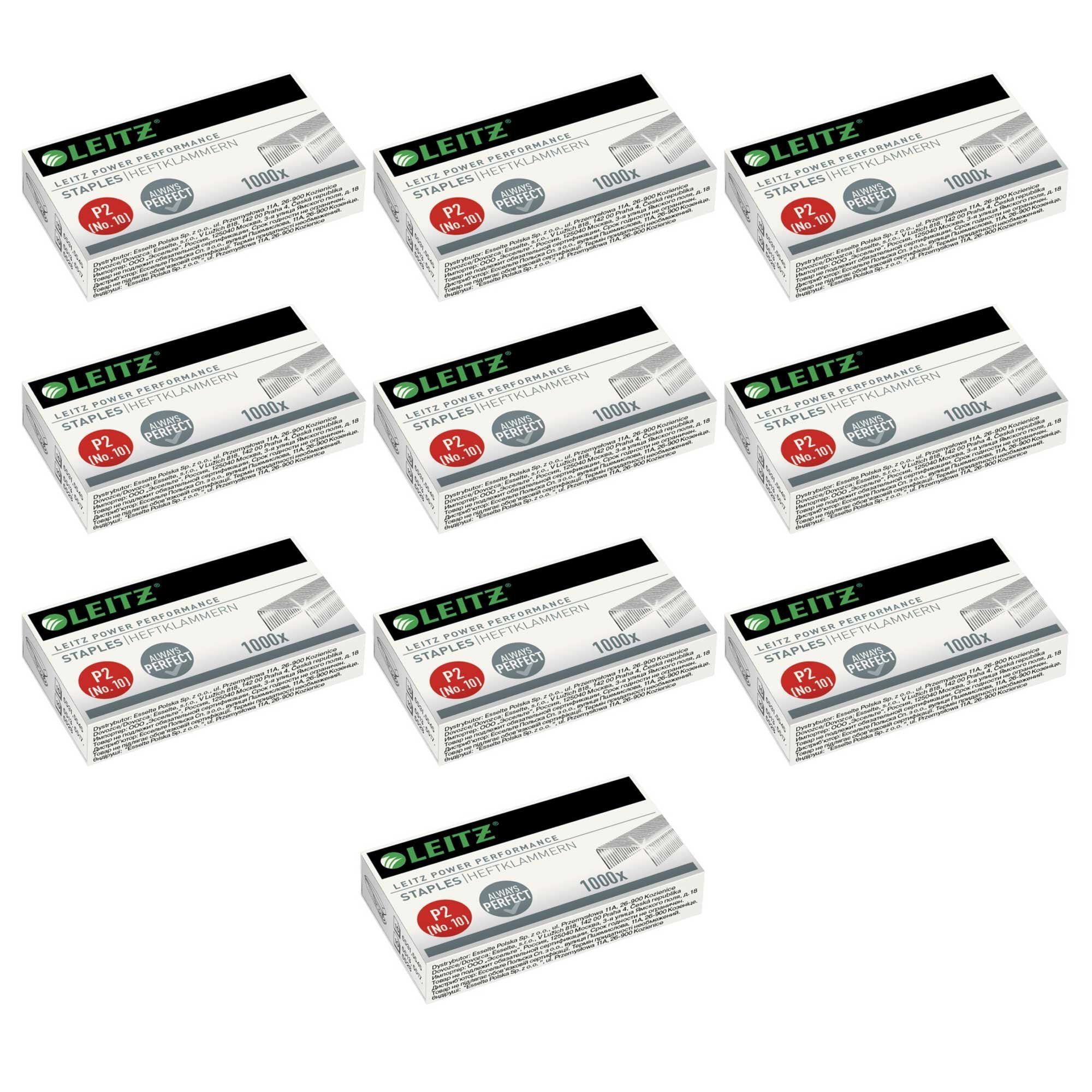Leitz – Set di 3 scatole di 1000 punti metallici n. 10 (10/4