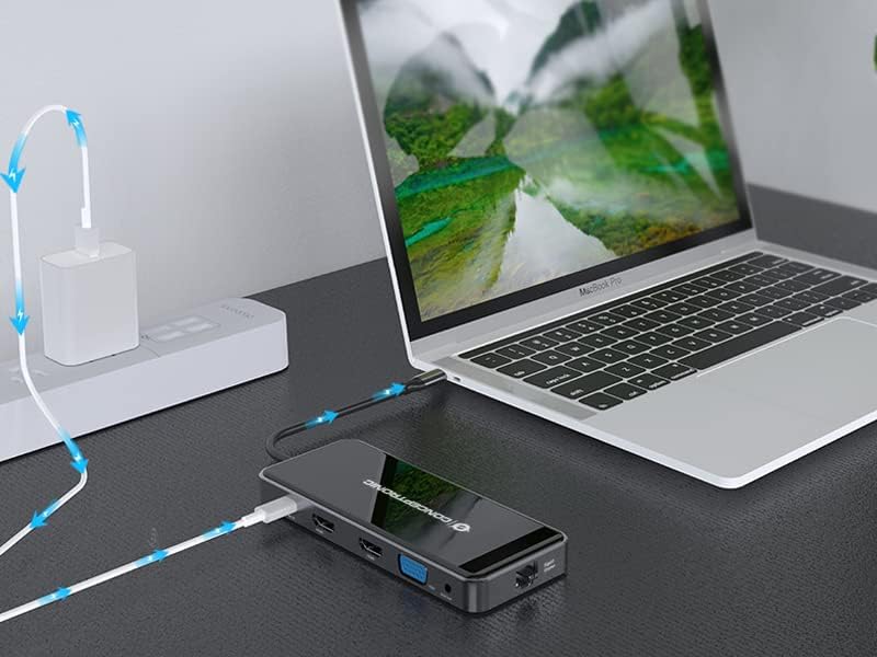 Conceptronic DONN15G 12-in-1 USB 3.2 Gen 1 Docking Station, MST for Windows, HDMI x 2, VGA, USB-C Data, USB-A 3.0 x 2, USB-A 2.0, SD, TF/MicroSD, Audio, Gigabit Ethernet LAN, 100W USB PD