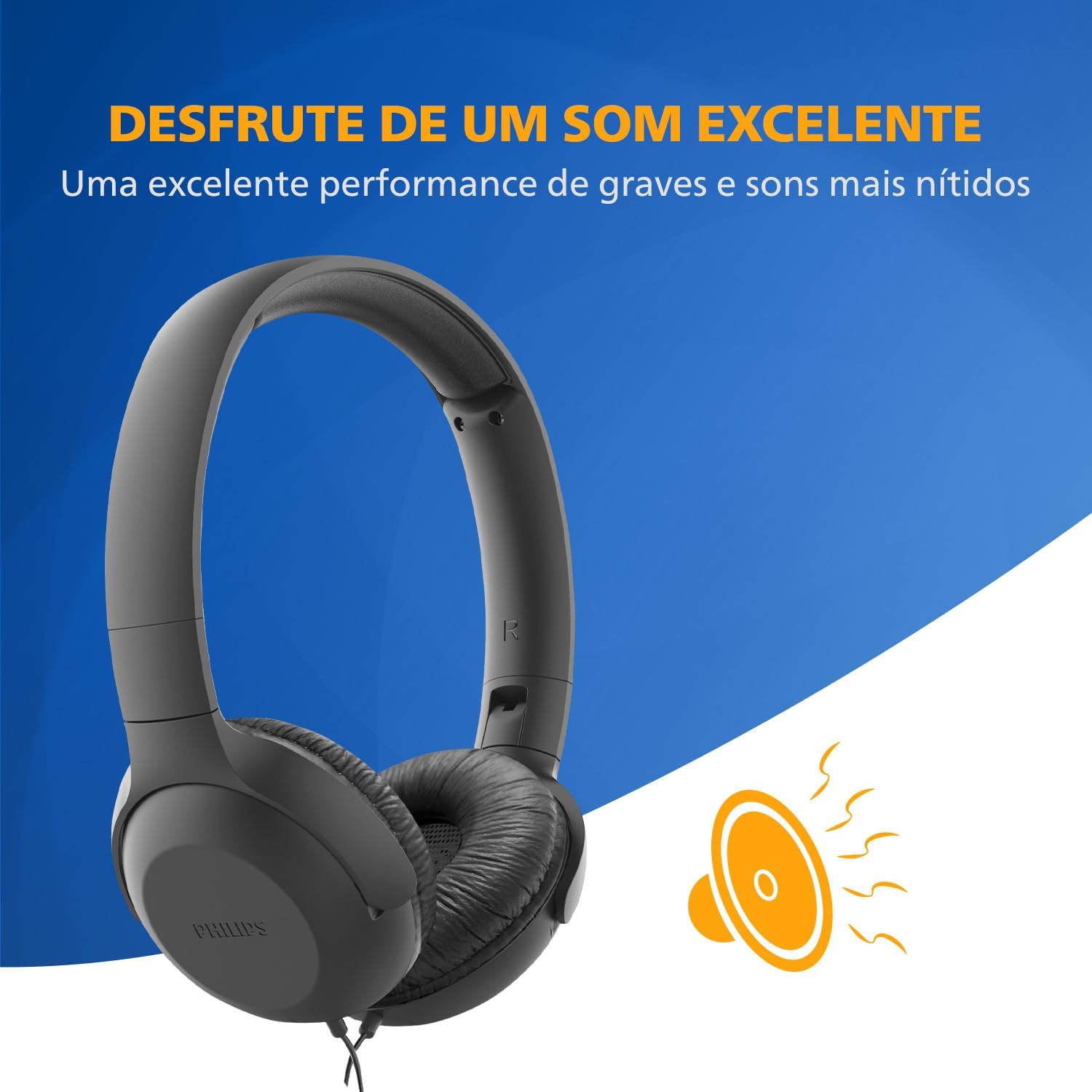 PHILIPS On Ear Headphones UH201BK/00 Headphones with Cable (Foldable, Soft Earpad, Micro, 1.2 Meter Cable