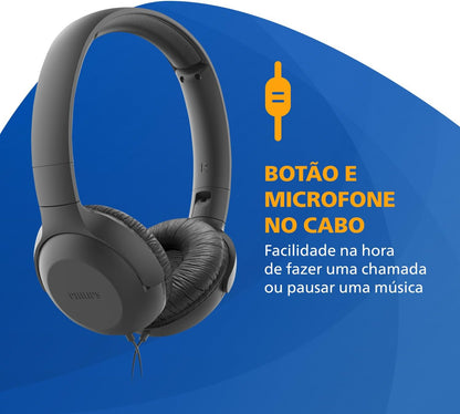 PHILIPS On Ear Headphones UH201BK/00 Headphones with Cable (Foldable, Soft Earpad, Micro, 1.2 Meter Cable