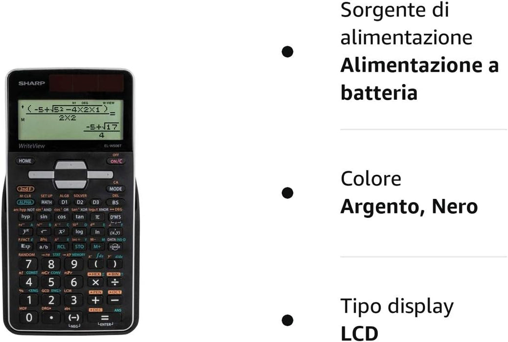 SHARP EL-W506TB SL School Calculator with WriteView EL-W506TBSL Black