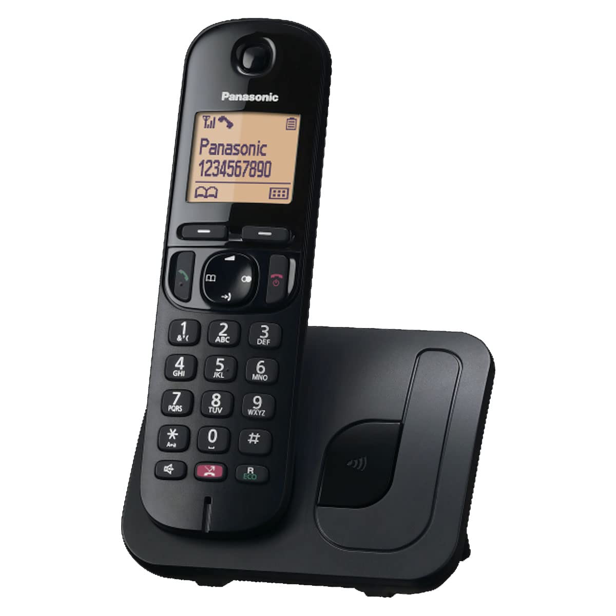 Panasonic KX-TGC250JTB Telefono Cordless Digitale per Anziani con Blocco delle Chiamate Indesiderate, Display di Facile Lettura, Vivavoce, Sveglia, Ricevitore Singolo, ID Chiamante, Nero senza segrete