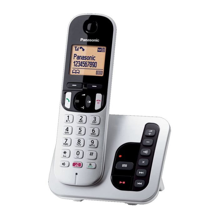 Panasonic KX-TGC260JTS Telefono Cordless Digitale con Segreteria Telefonica Digitale, Unità Base e 1 Ricevitore, ID Chiamante, Blocco Chiamate Indesiderate, Vivavoce, Modalità Eco One Touch, Argento c
