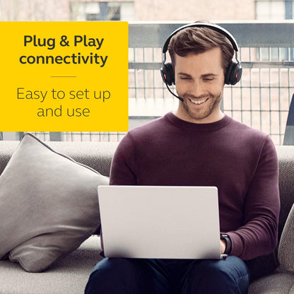 Jabra Evolve2 65 Wireless PC Headset – Noise Cancelling UC Certified Stereo Headphones With Long-Lasting Battery – USB-C Bluetooth Adapter –