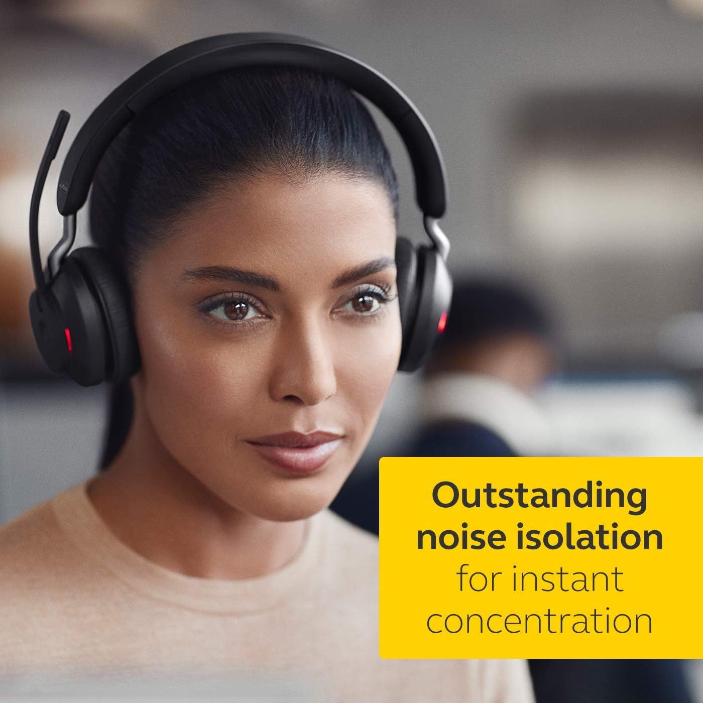 Jabra Evolve2 65 Wireless PC Headset – Noise Cancelling UC Certified Stereo Headphones With Long-Lasting Battery – USB-C Bluetooth Adapter –
