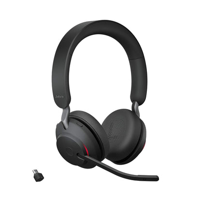 Jabra Evolve2 65 Wireless PC Headset – Noise Cancelling UC Certified Stereo Headphones With Long-Lasting Battery – USB-C Bluetooth Adapter –