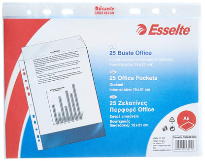 Esselte Display Pockets Clear Multi-Punched 25 envelopes 15x21 PP antiriflesso
