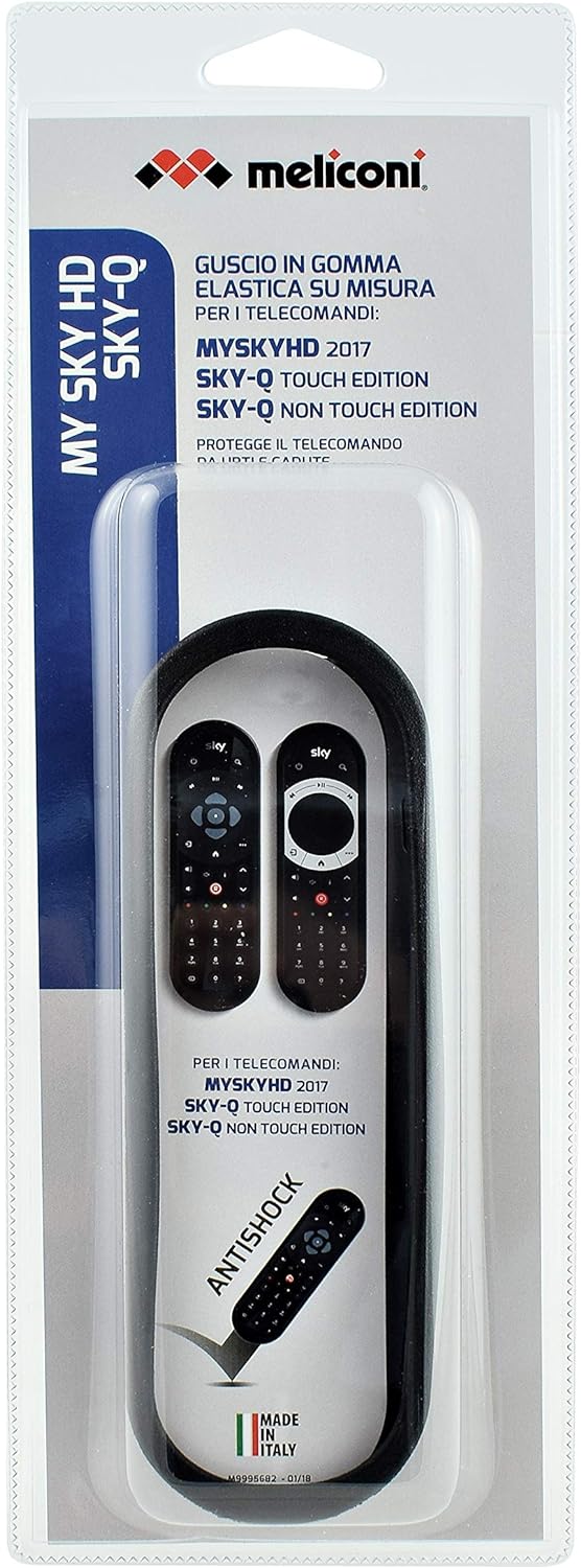 Meliconi Guscio Salvatelecomandi per Nuovi Telecomandi MySkyHD 2017 e SKYQ, aderisce alla Sagoma dei Telecomandi, Made in Italy