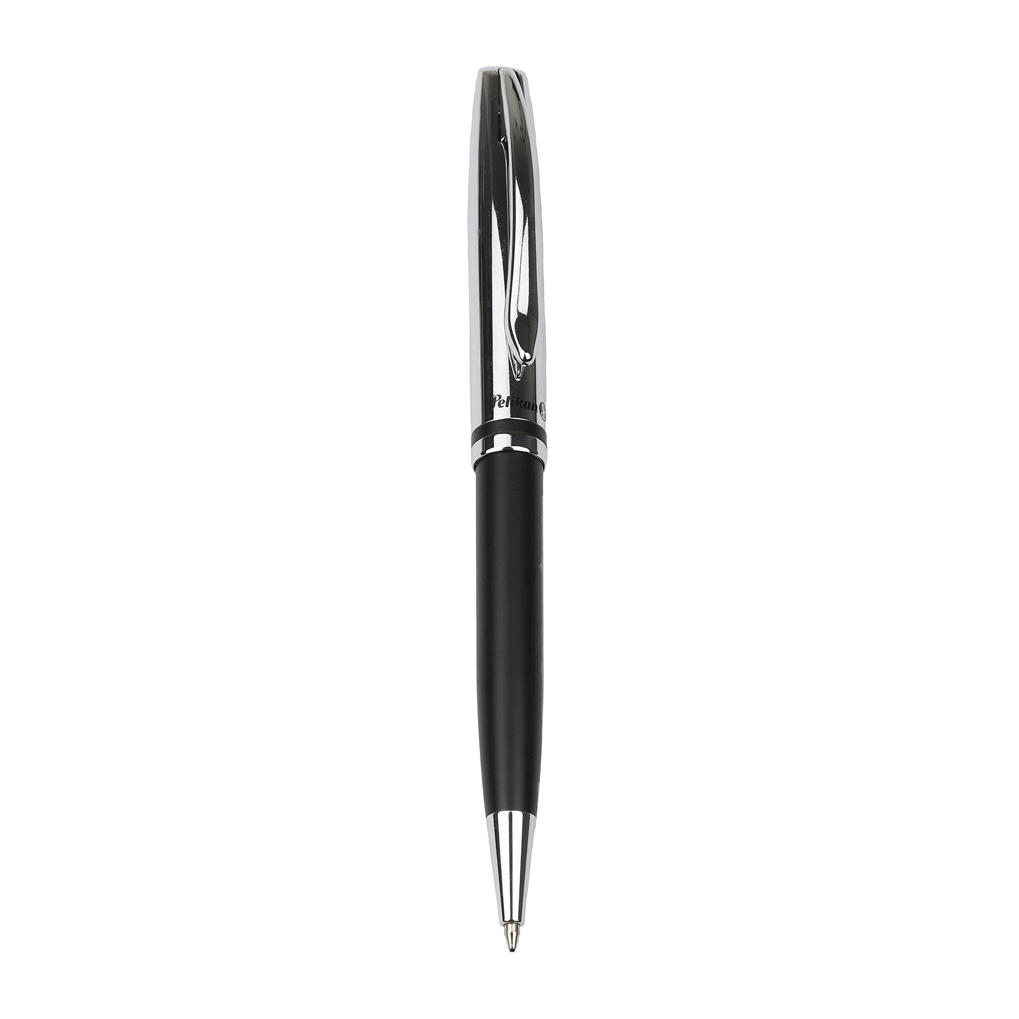 Pelikan - Jazz - Penna a Sfera - Metallo e Nero- Con Fermaglio Elastico e Meccanismo Rotante