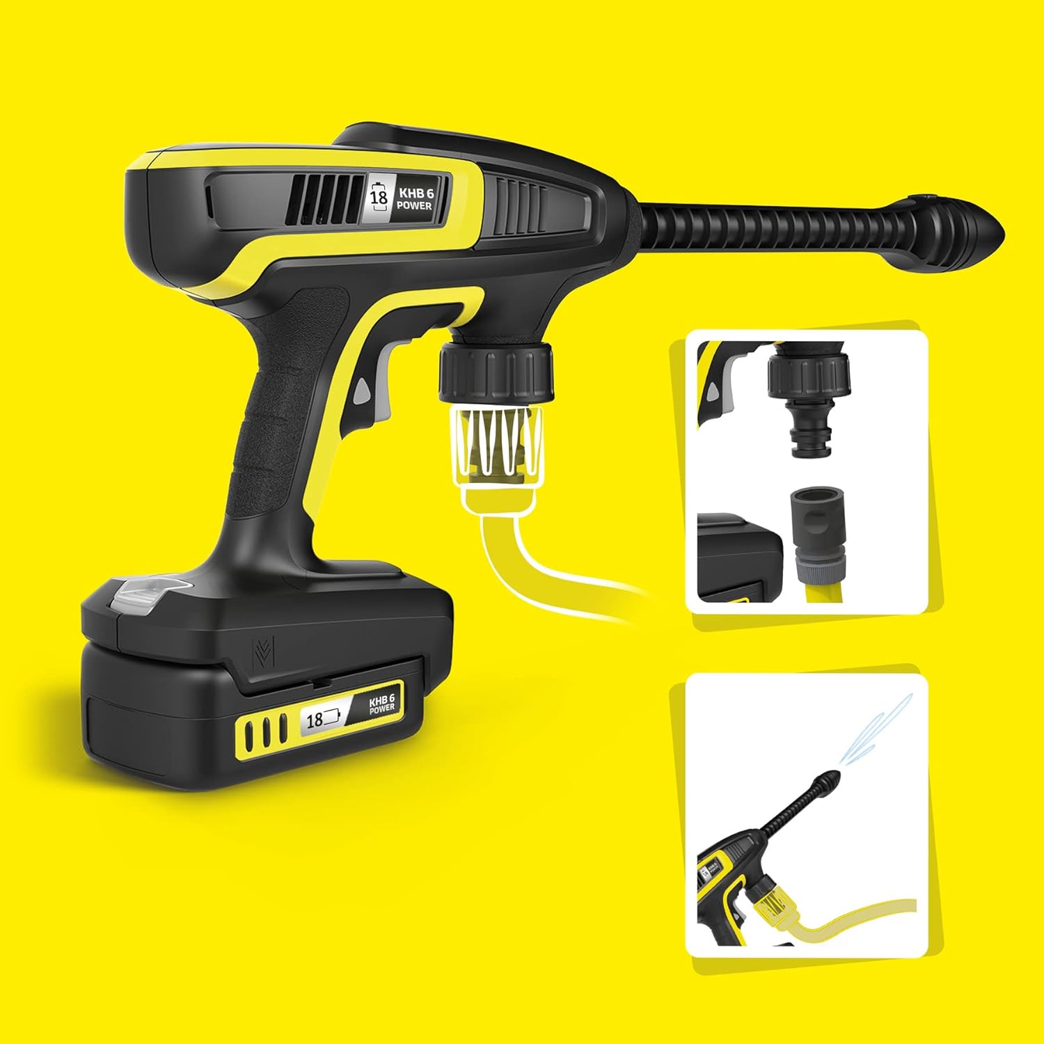 Smoby Karcher Cleaning Gun KHB6 - Children's Roleplay Toy with Hose Connection, From 3+ Years