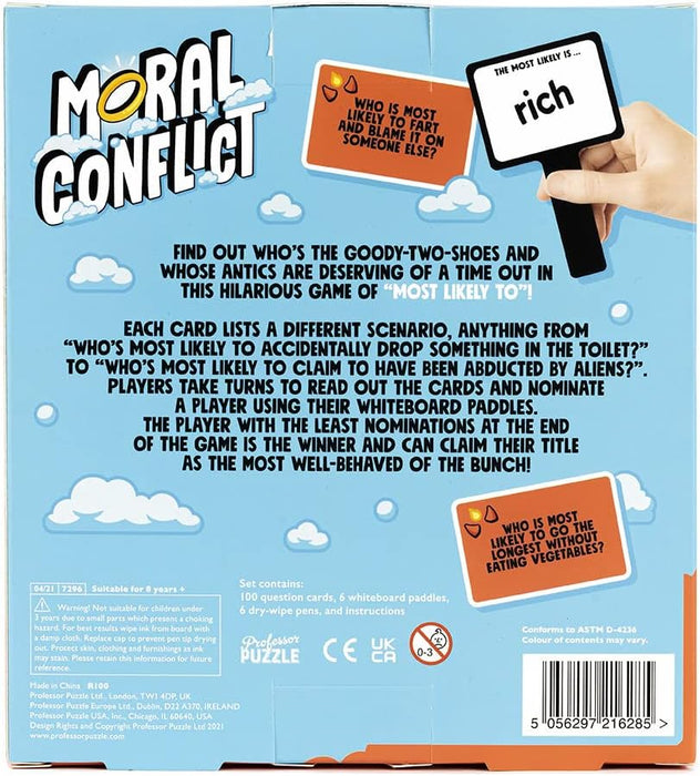 Professor Puzzle Moral Conflict Games - “Most Likely to” Game for The Whole Family - Hilarious Family Game of Shame.