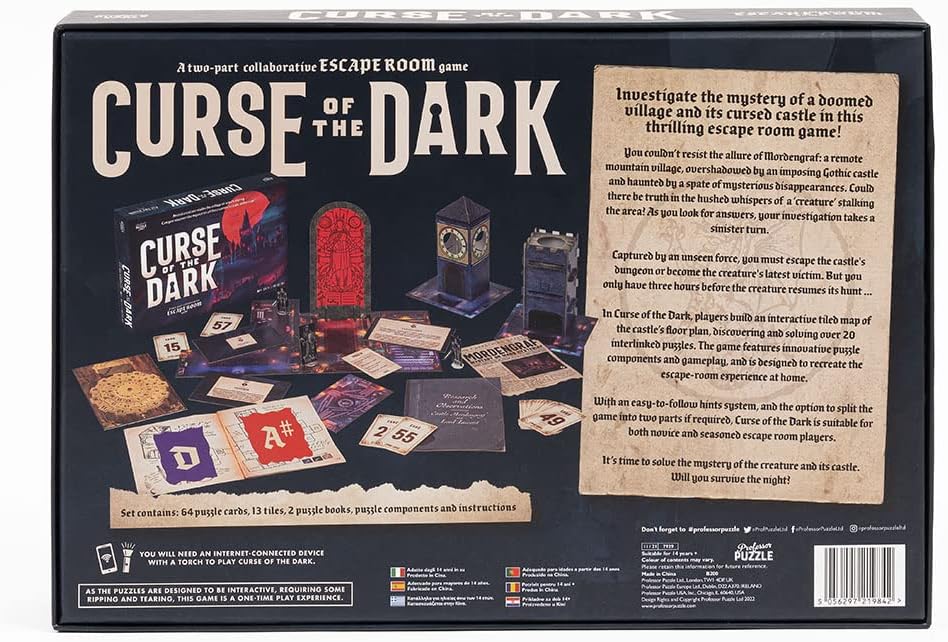 Professor PUZZLE | Curse of the Dark- Escape Room | Strategy Game | Ages 14+ | 1-6 Players