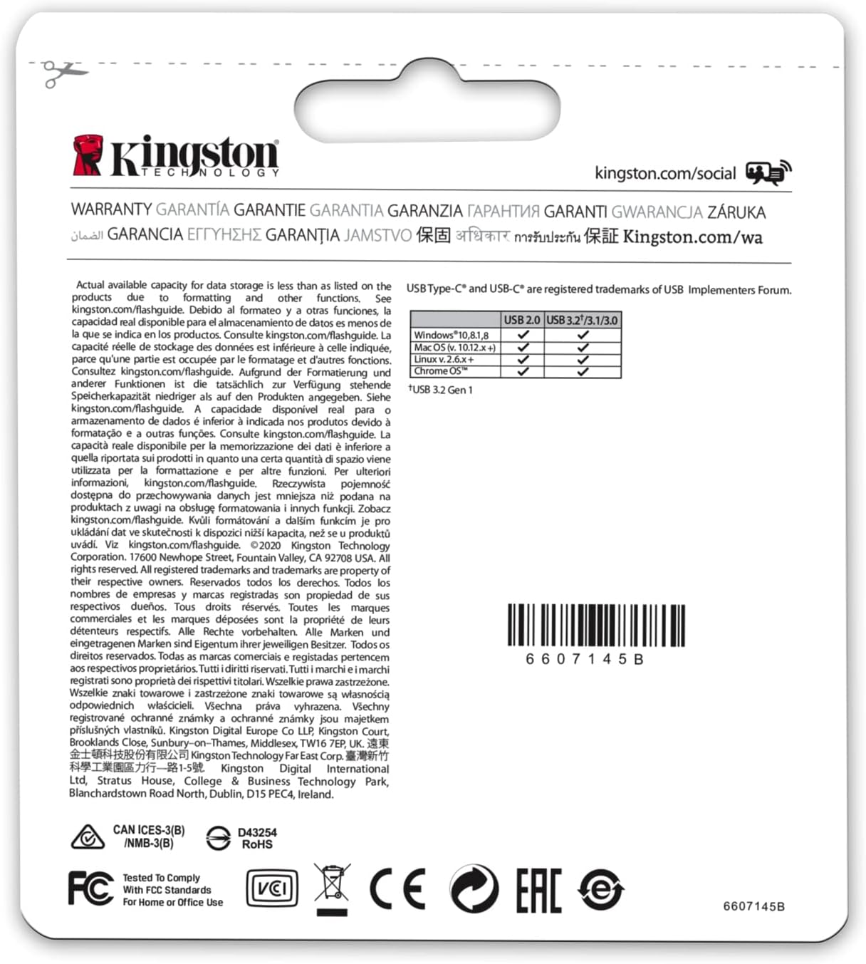 Kingston DataTraveler microDuo 3C USB Flash Drive 256GB USB Gen 3 Type-C and Type-A - DTDUO3CG3/256GB