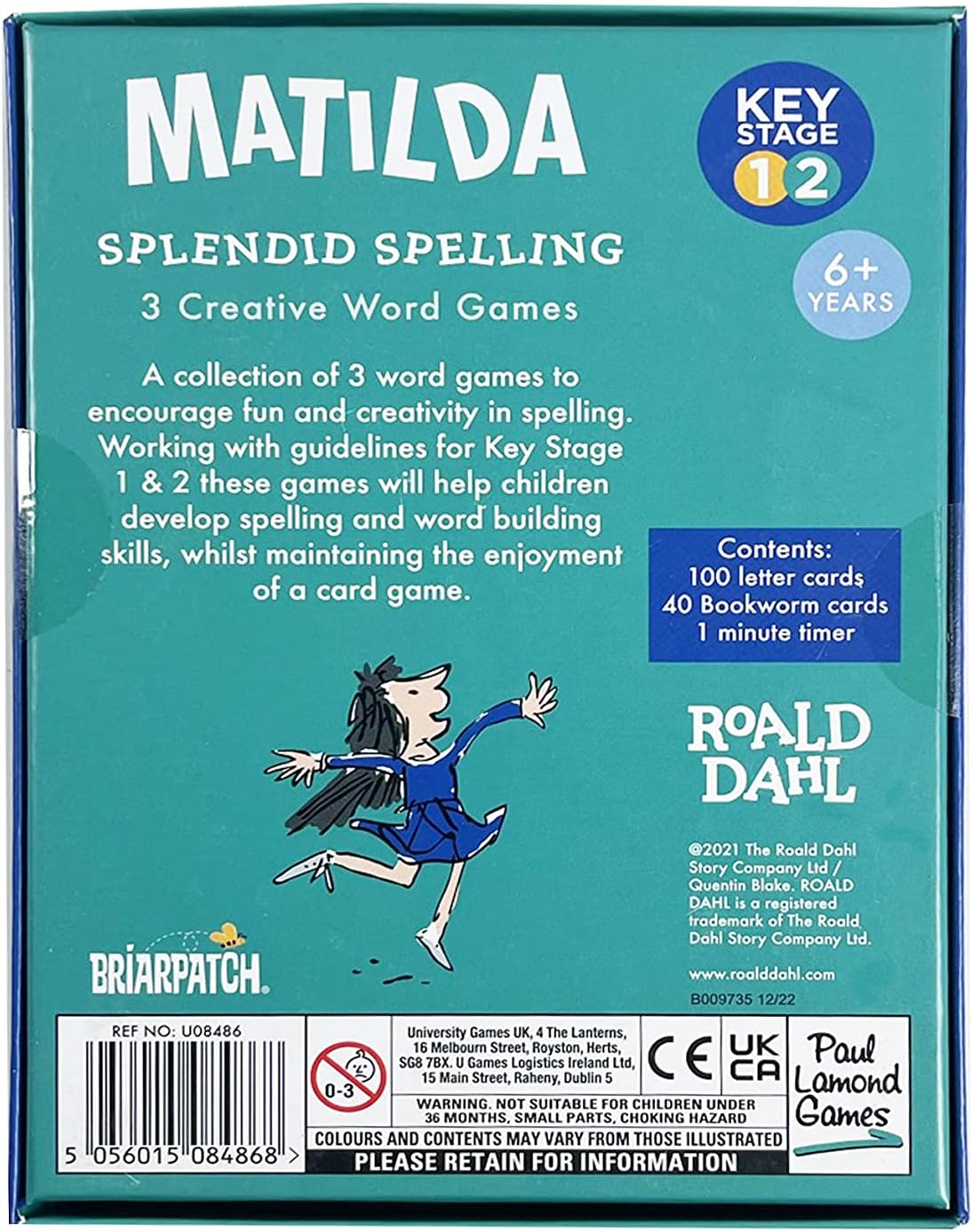 Roald Dahl Juego de Palabras Educativo de ortografía espléndida Matilda (University Games U08486
