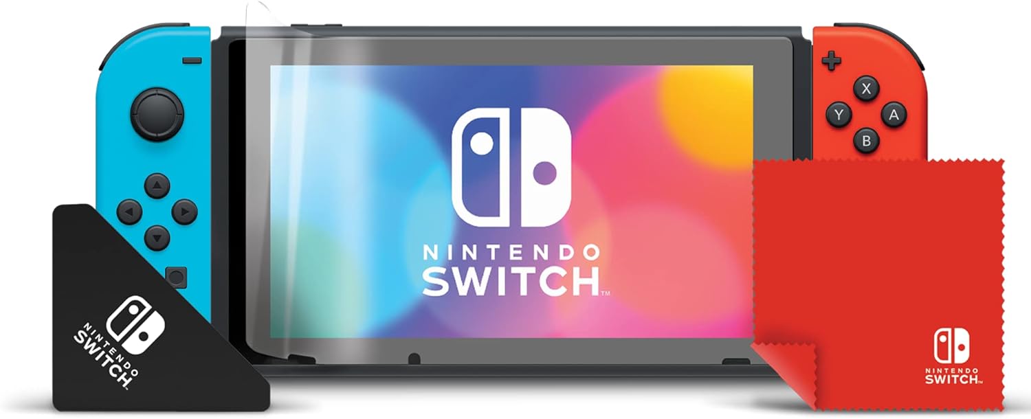 PDP Gaming Multi-Screen Protector Kit: Includes Cleaning Cloth, Applicator and 2 HD Screen Protectors for Nintendo Switch OLED