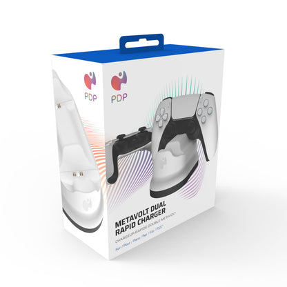 PDP Gaming PlayStation 5 METAVOLT Dual Charging Station for 2 Wireless PS5 Dualsense Controllers (White