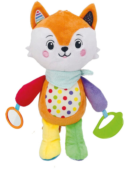Clementoni- Happy Fox Toddler Plush Toy: Infant Activity Soft Toy, Cuddly and Multi-Coloured Animal Toy, Machine Washable, Perfect for Developing Sensory Skills, Safe and Gentle (0+ Months