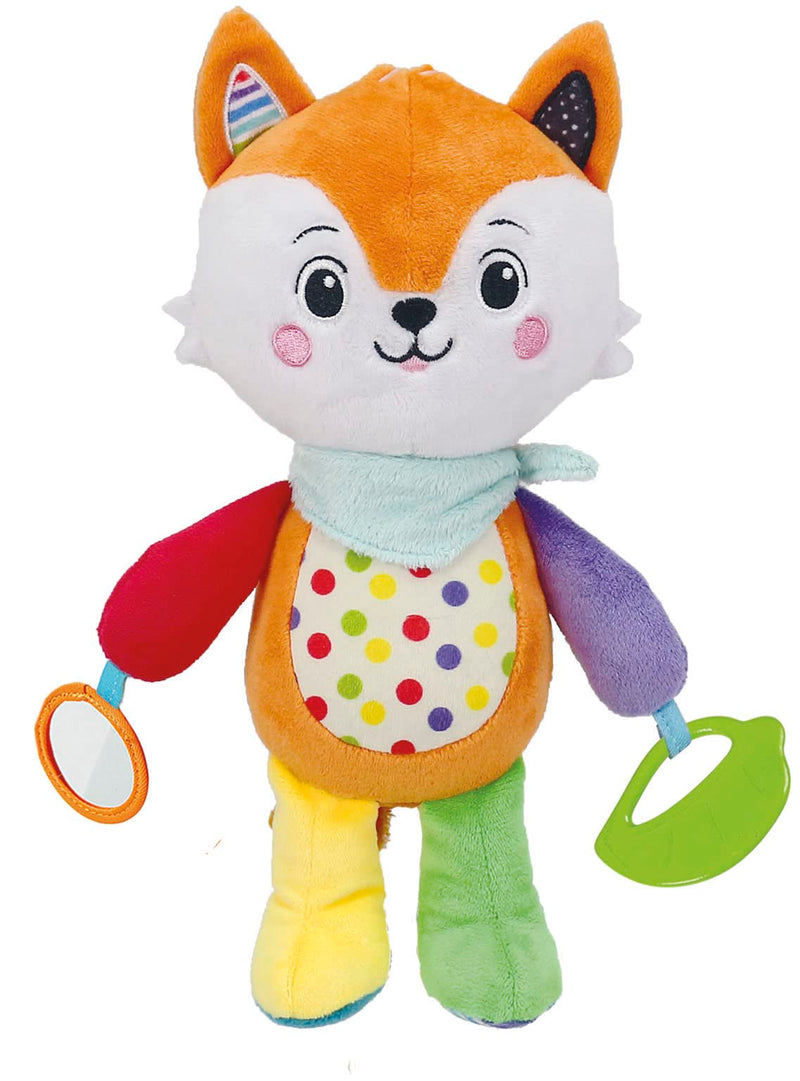 Clementoni- Happy Fox Toddler Plush Toy: Infant Activity Soft Toy, Cuddly and Multi-Coloured Animal Toy, Machine Washable, Perfect for Developing Sensory Skills, Safe and Gentle (0+ Months