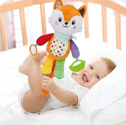 Clementoni- Happy Fox Toddler Plush Toy: Infant Activity Soft Toy, Cuddly and Multi-Coloured Animal Toy, Machine Washable, Perfect for Developing Sensory Skills, Safe and Gentle (0+ Months