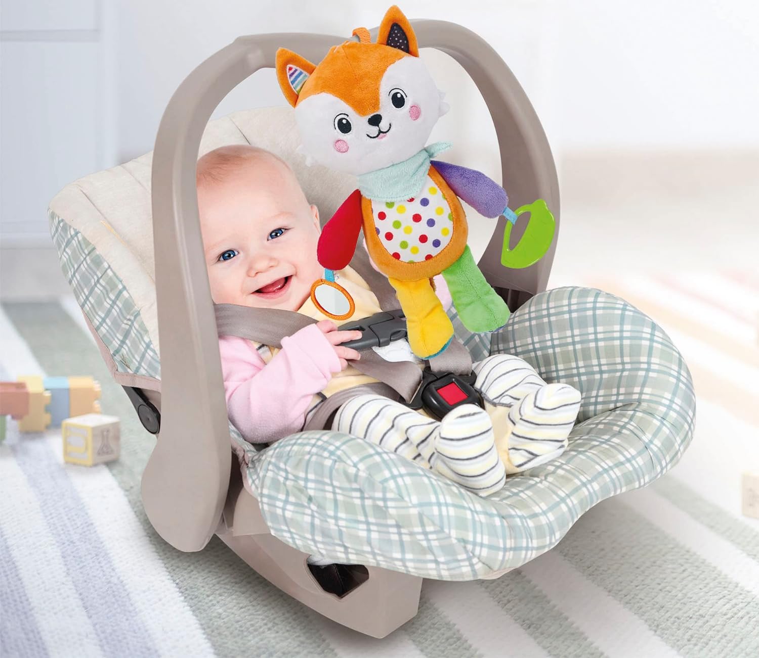 Clementoni- Happy Fox Toddler Plush Toy: Infant Activity Soft Toy, Cuddly and Multi-Coloured Animal Toy, Machine Washable, Perfect for Developing Sensory Skills, Safe and Gentle (0+ Months