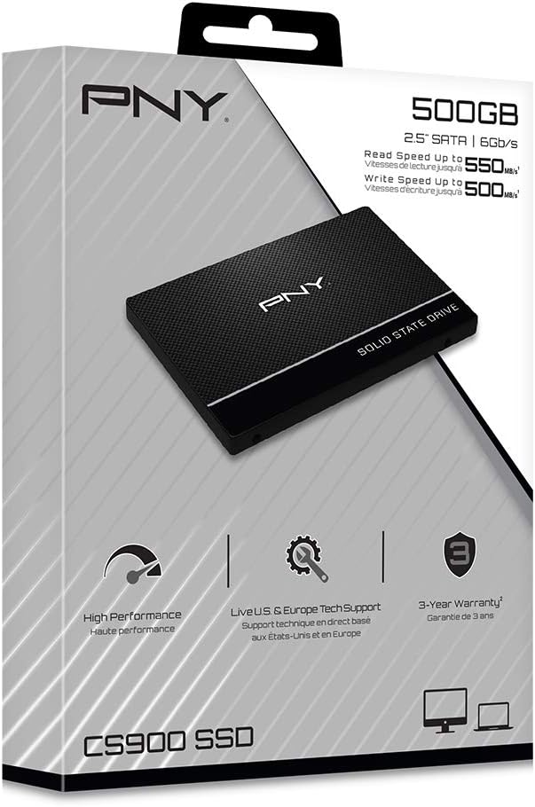 PNY CS900 Internal SSD SATA III, 2.5 Inch, 500GB, Read speed up to 550MB/s