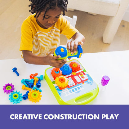 Learning Resources Taller de Engranajes de Design & Drill, 55 Piezas con taladradora eléctrica de Juguete, Juguete de Stem, niños y niñas de 3+ años